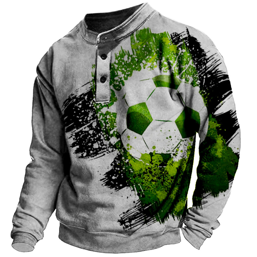 

Men's World Cup Football Graphic Print Henley Collar T-Shirt