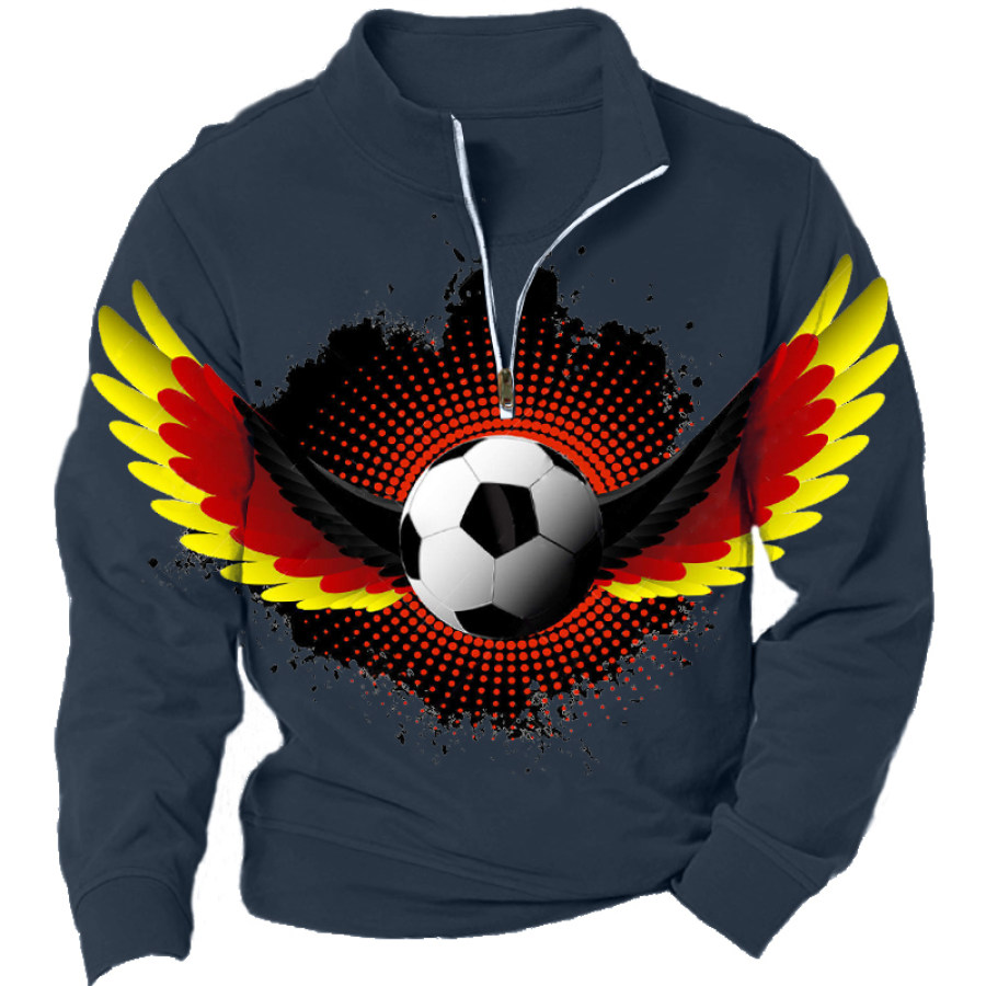 

Men's German Flag Football Graphic Print Zip Collar Sweatshirt