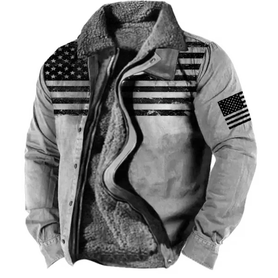 

Men's American Flag Fleece Hooded Jacket