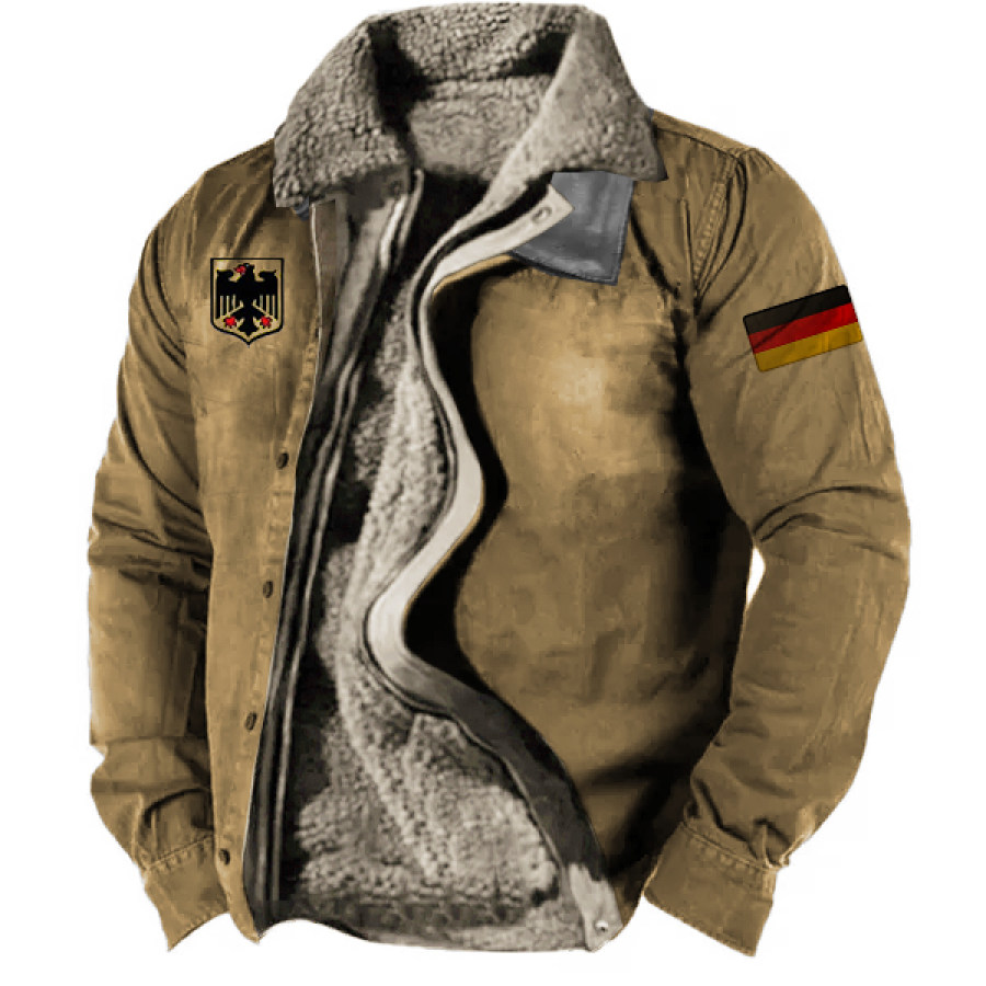 

Men's Germany Training Faux Fur Collar Warm Fleece Jacket