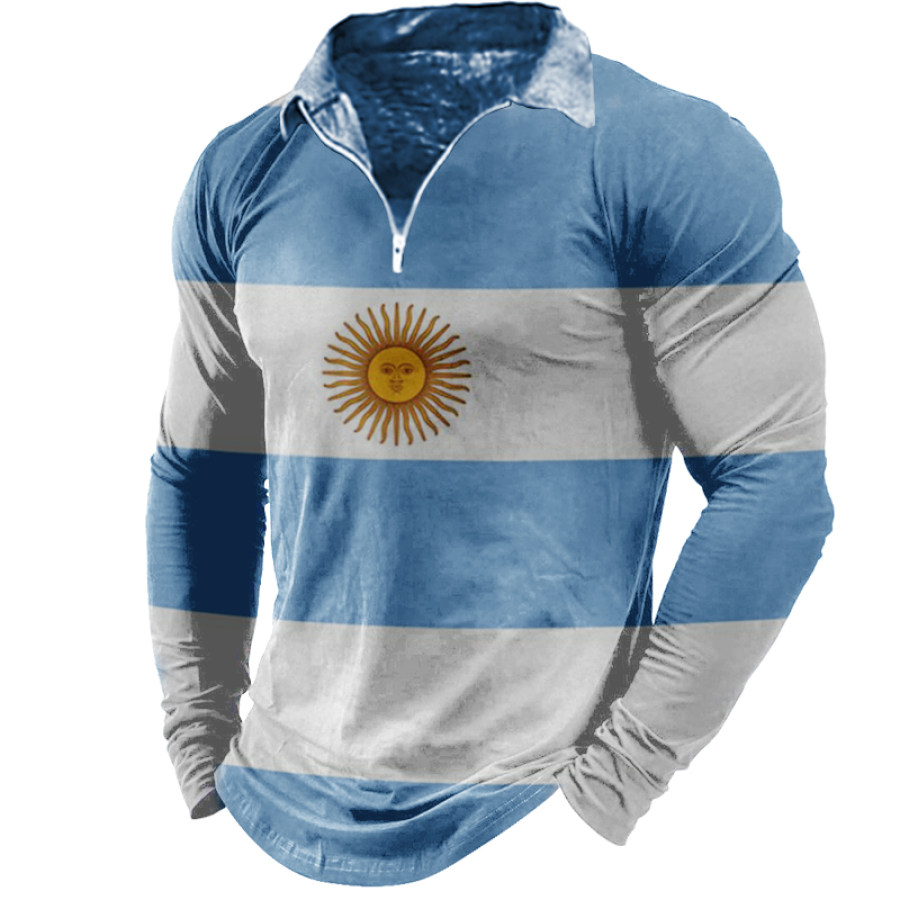 

Men's Vintage World Cup Print Long Sleeve T-Shirt