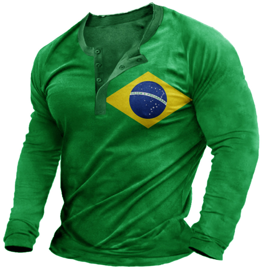 

Men's Vintage World Cup Print Long Sleeve T-Shirt