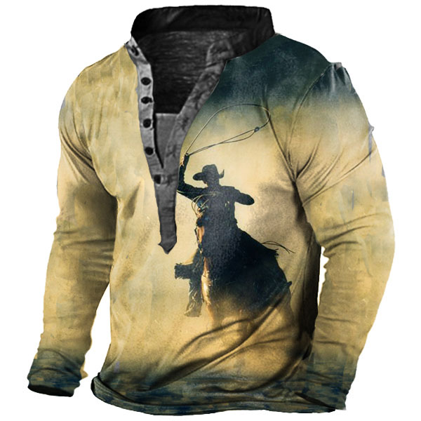 Men's Outdoor Cowboy Henley Chic Shirt