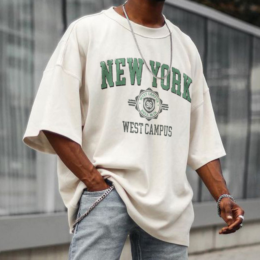 

Retro New York Print Oversized Men's T-shirt