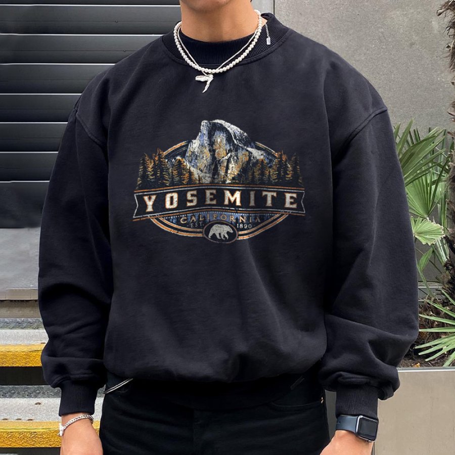 

Men's Oversized Vintage 'YOSEMITE' Print Sweatshirt