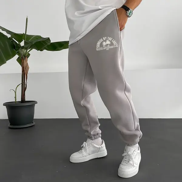 Men's Vintage Logo Print Oakland Fleece Track Pants - Kalesafe.com 