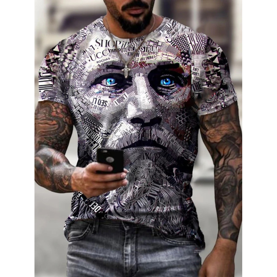 

Designer vintage Viking warrior print T-shirt