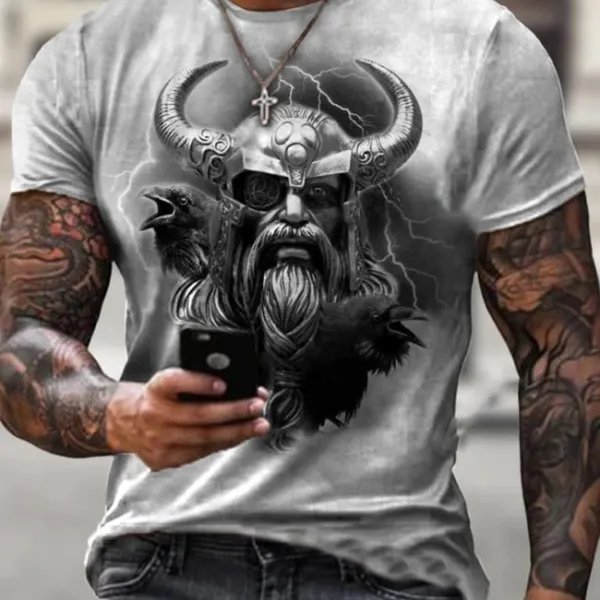 Norse Mythology Odin Print T-shirt - Sanhive.com 