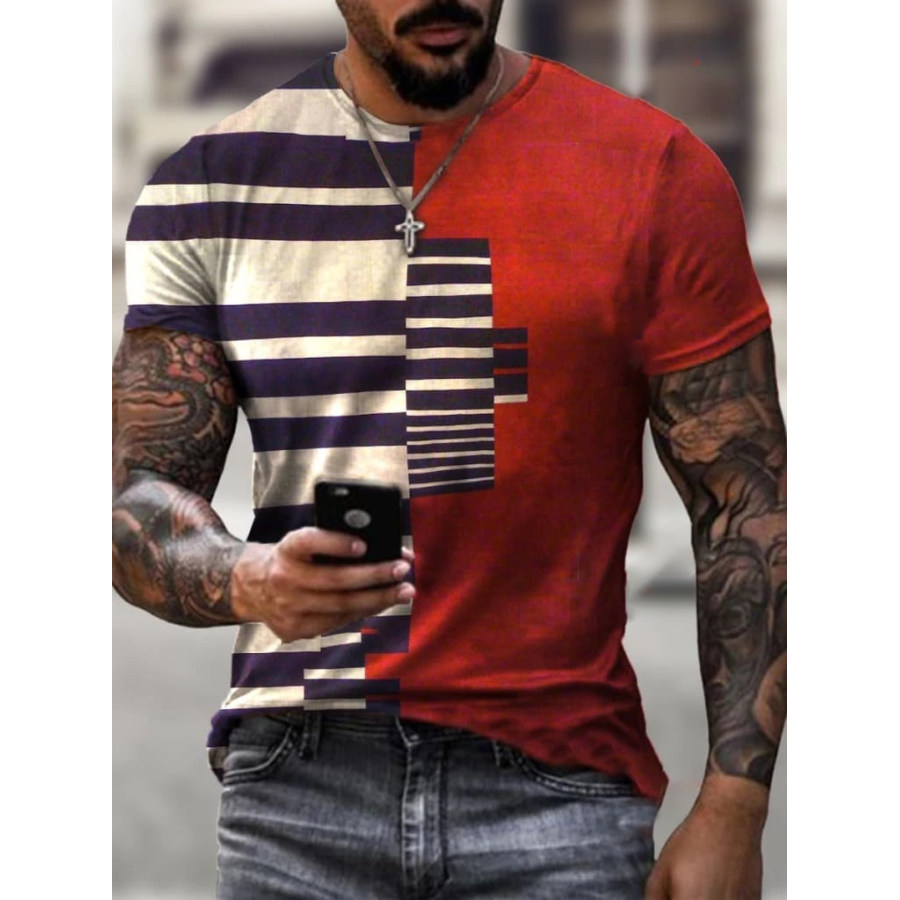 

Men's Creative Piano Contrast Color Art Print Short Sleeve Round Neck T-Shirt