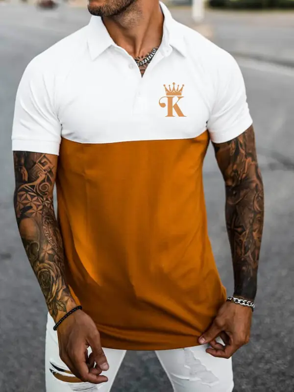 Poker Crown Colorblock Polo Shirt - Oasisjoy.com 