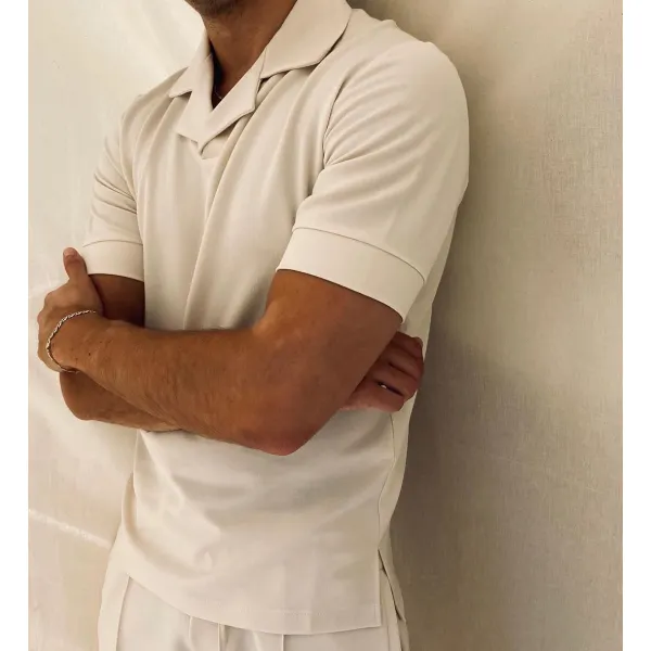 Slim-fit solid color short-sleeved polo shirt - Stormnewstudio.com 