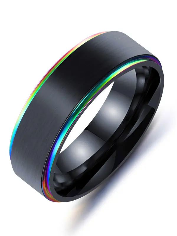 Titanium steel ring colorful black gold lasha electroplating ring - Oasisjoy.com 