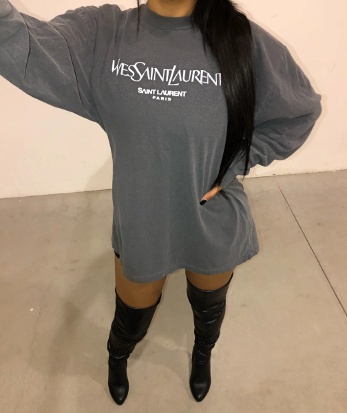 Grey Womens Fashion Casual Letter Sweater