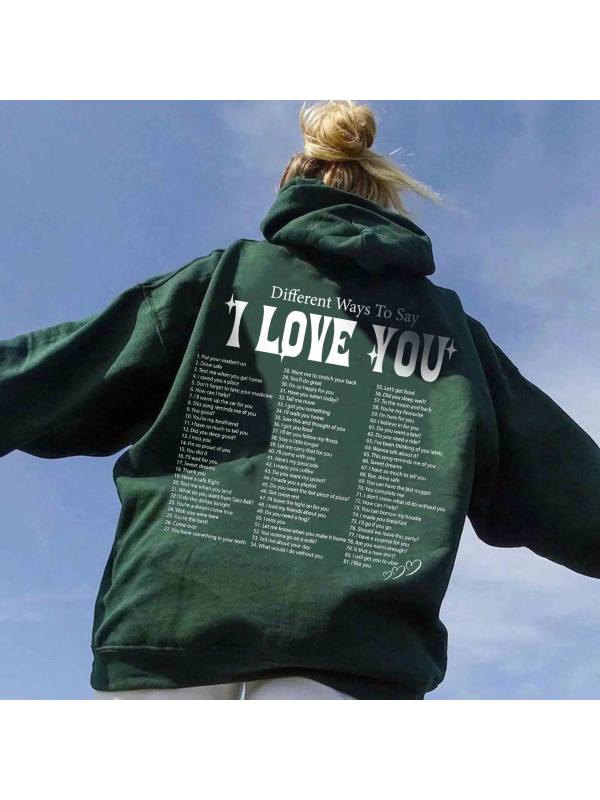 Different Ways To Say I Love You Print Women's Casual Hoodie