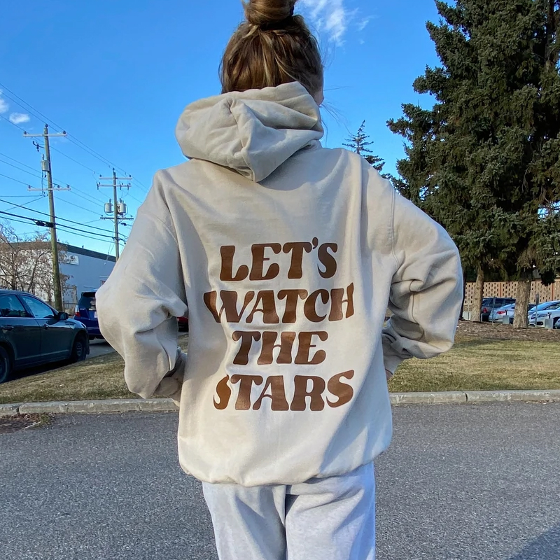 Lets Watch The Stars Chic Oversized Hoodie