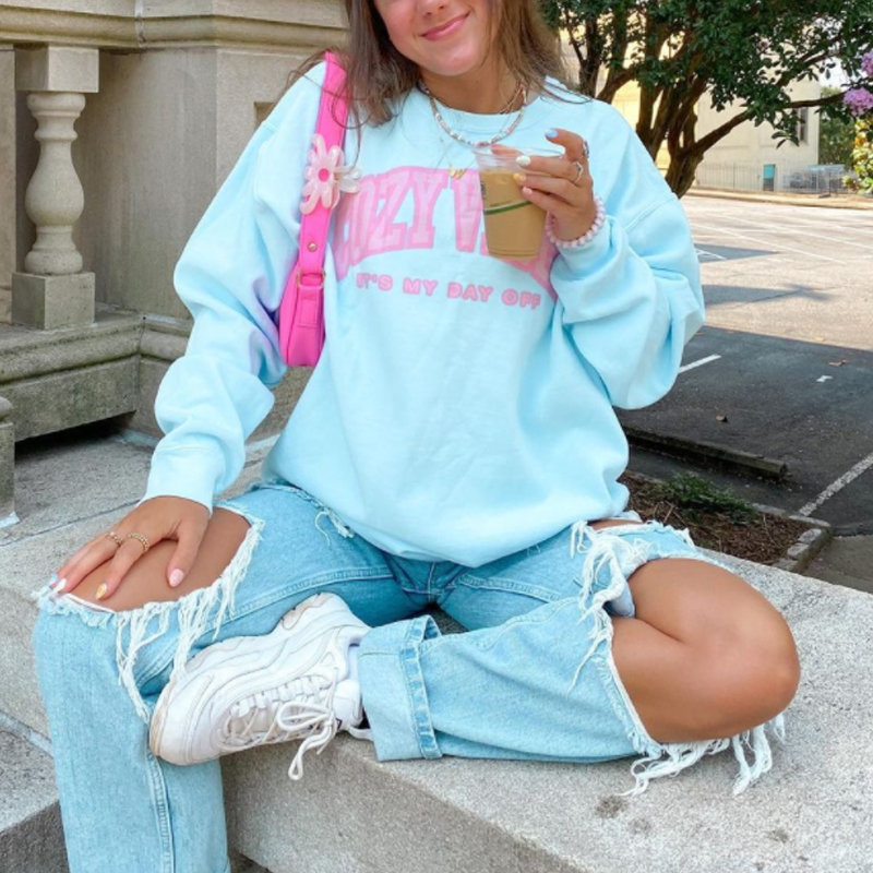 COZY VIBES ITS MY DAY OFF Preppy Sweatshirt