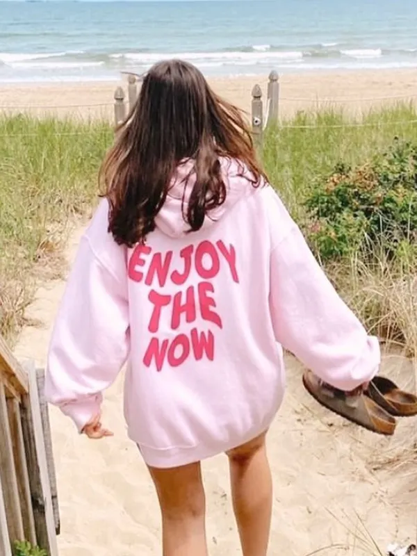 ENJOY THE NOW Preppy Hoodie - Oasisjoy.com 