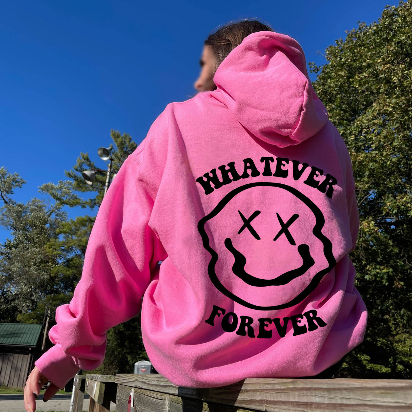 Women's Whatever Forever Smile Print Hoodie