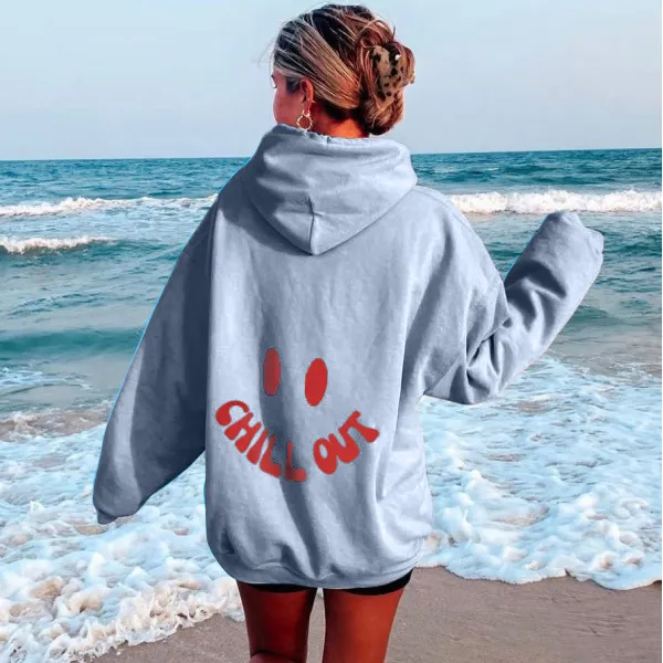 Women's Chill Out Print Aesthetic Hoodie - Veveeye.com 