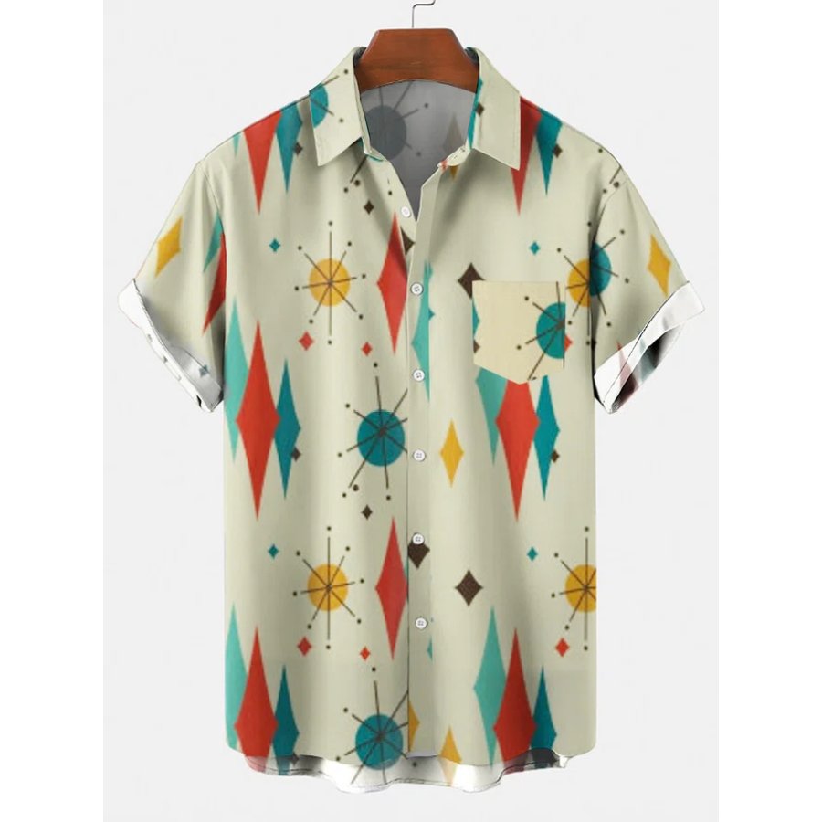 

Mens Geometric Abstract Printed Shirt Collar Shirts
