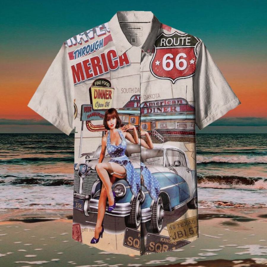 

66 Road Racing Print Casual Shirt