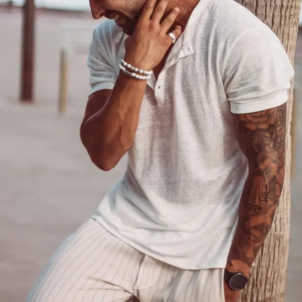 Hawaiian Deep V-neck Short-sleeved Shirt - Kalesafe.com 