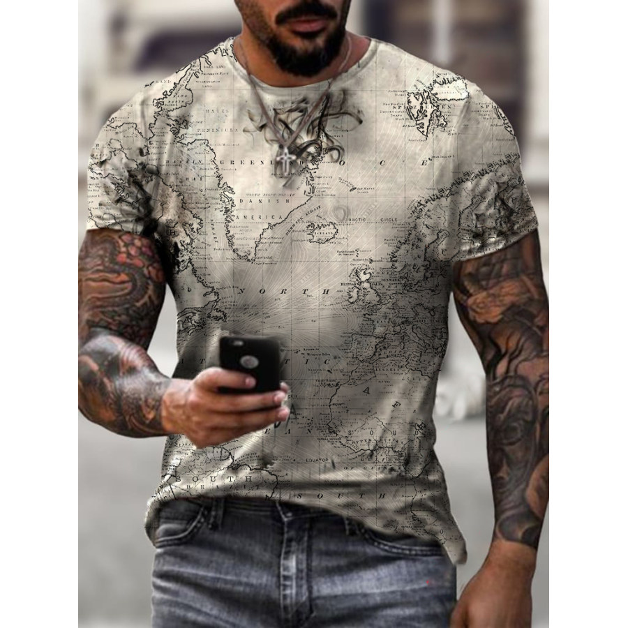 Earth Map Print T-shirt