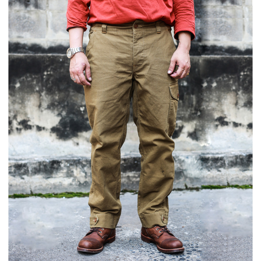 

Vintage Cotton Chino Cloth Retro Pilot Trousers