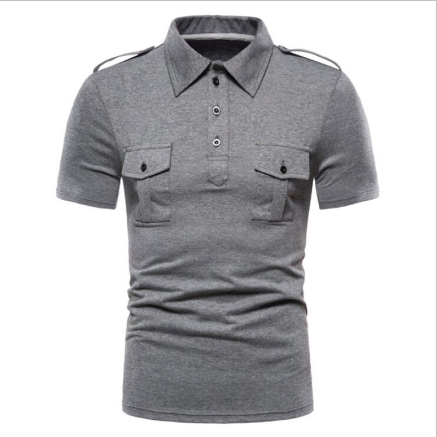 

Men's lapel short sleeve tooling half sleeve