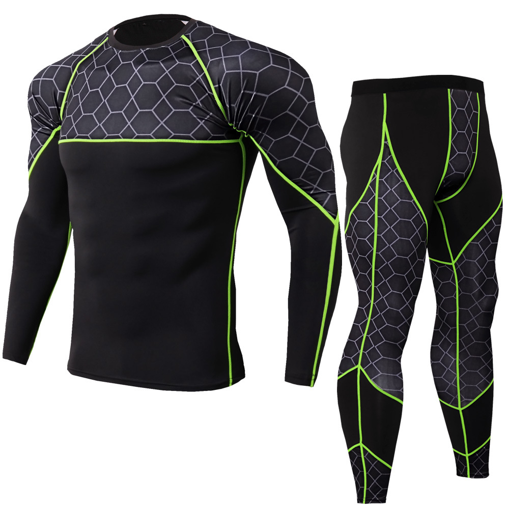 Men's Sports Fitness Stretch Chic Quick-drying Clothes Long Sleeve + Trousers Two-piece Suit