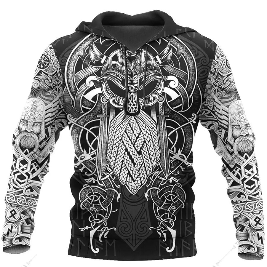 

Mens printed casual long-sleeved hoodie sweatshirt
