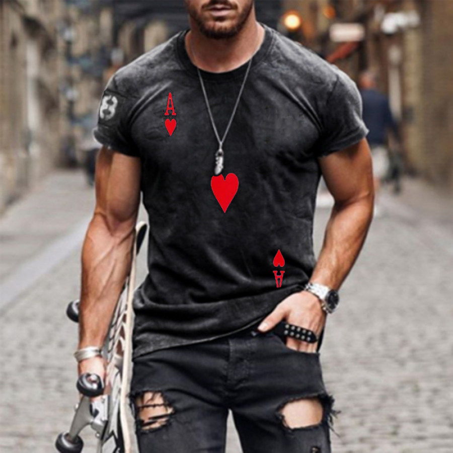 

Mens Retro Ace Heart Short Sleeve T-shirt