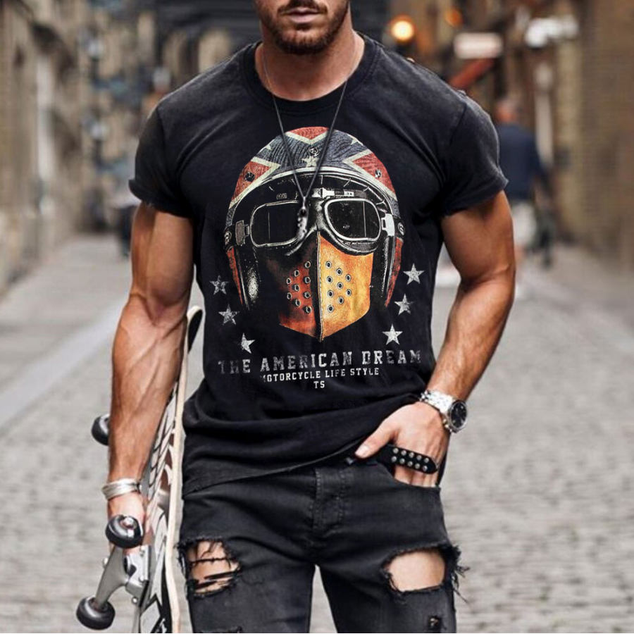 

Mens Retro Motorcycle Riding The American Dream T-shirt