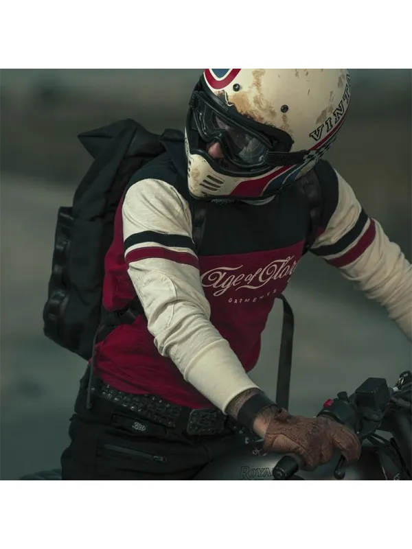 Retro fashion contrast color design Chuck motorcycle jersey - Spikesky.chimpone.com 
