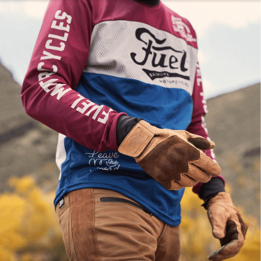 

1930S retro contrast color motorcycle long-sleeved T-shirt
