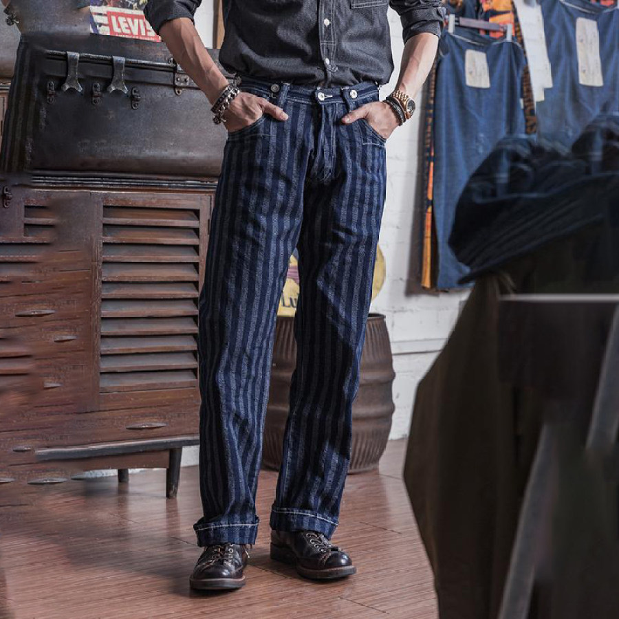 

Casual vintage 1900s striped jeans