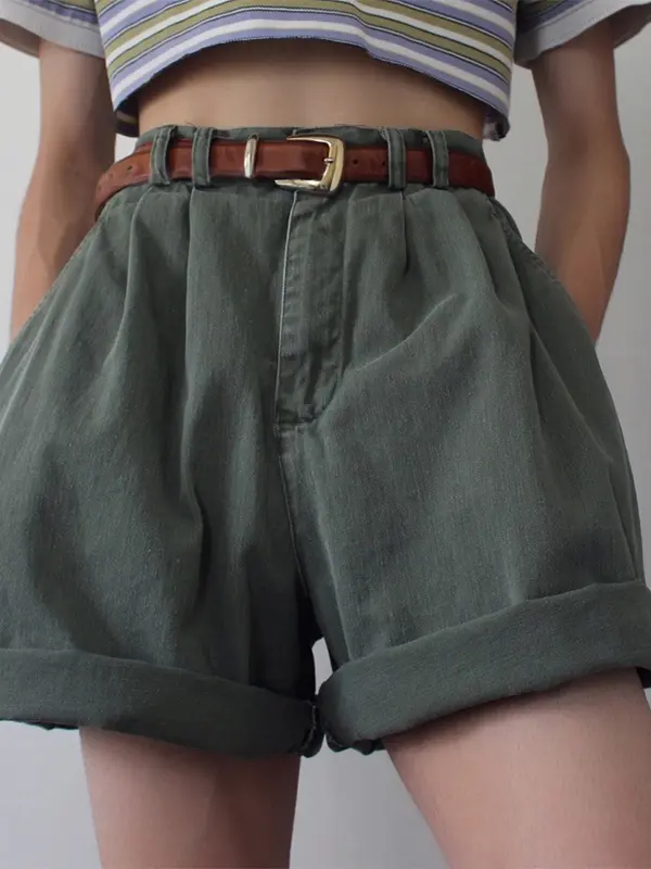 Vintage Loose Solid Color Shorts - Inkshe.com 