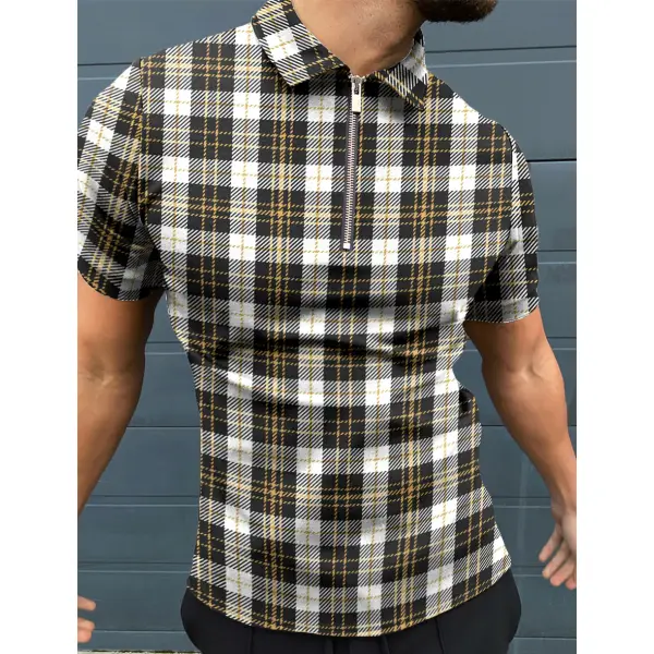 Checked texture horse short-sleeved shirt - Woolmind.com 