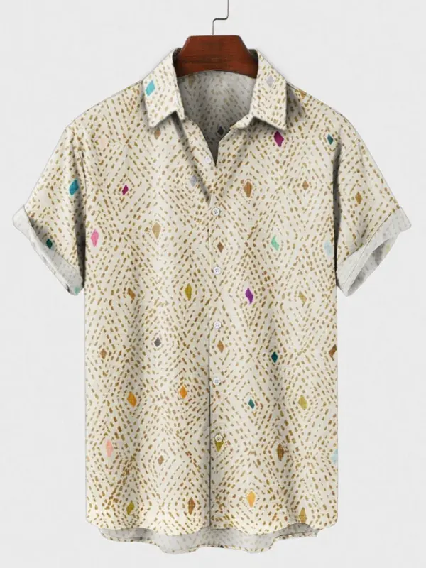 Mens Geometric Print Shirt Collar Shirts - Plazabery.chimpone.com 
