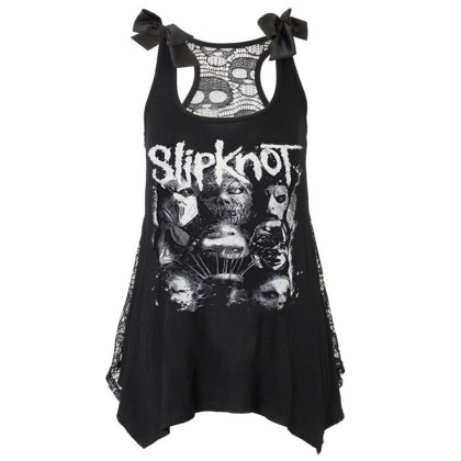 Famous band print short sleeve vest
