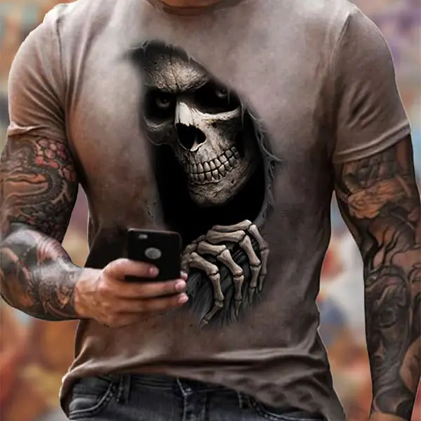 Skull Print T-shirt - Nikiluwa.com 