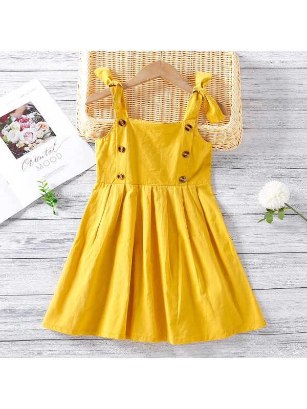 【18M-7Y】Sweet Yellow Sling Short Dress