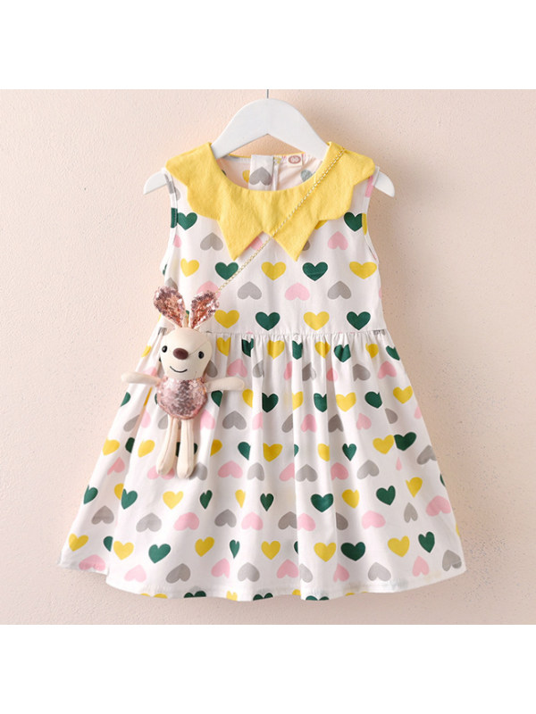 【18M-7Y】Sweet Heart Shape Print Sleeveless Short Dress