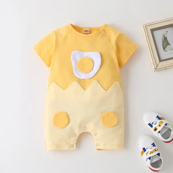 【0M-18M】Baby Cartoon Stitching Short-sleeved Romper - Popopiestyle.com 