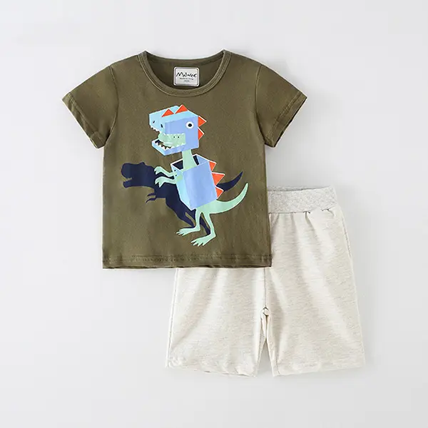 【18M-9Y】Boys Cartoon Print Short Sleeve Two-piece Suit - Popopiestyle.com 