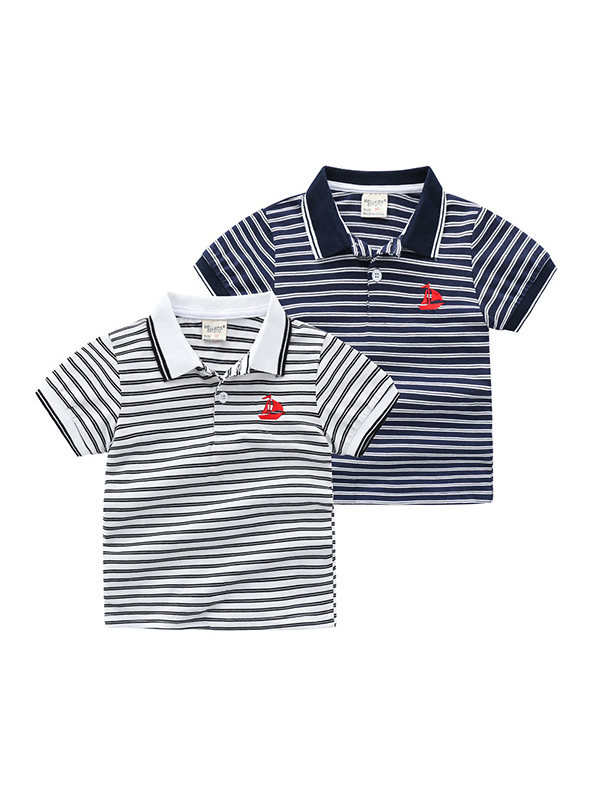【18M-7Y】Boys Striped Short-sleeved Polo Shirt
