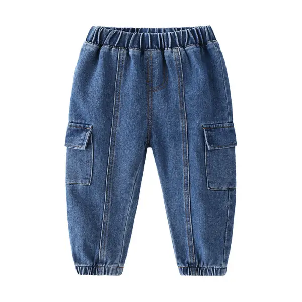 【18M-7Y】Boys Denim Panelled Trousers - Popopiestyle.com 