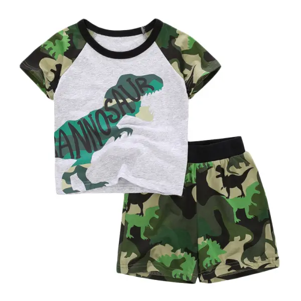 【18M-9Y】Boys Camouflage Print Short Sleeve Two-piece Suit - Popopiestyle.com 