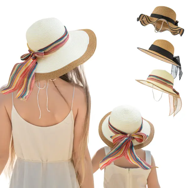 Fashion Straw Mom Girl Matching Hat - Popopiestyle.com 