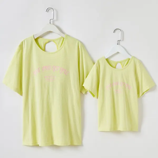 Round Neck Short Sleeve Mom Girl Matching T-shirt - Popopiestyle.com 